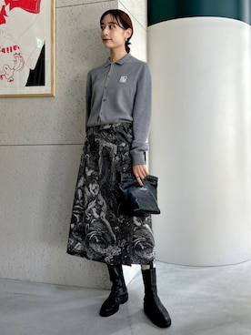 CABaN コットンカシミヤ パールロゴポロカーディガンを使った CABaN コットンカシミヤ パールロゴポロカーディガンを使った
