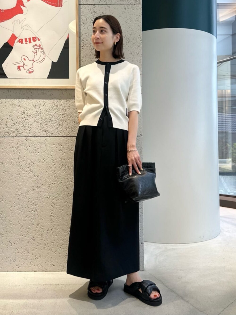 CABaN コットンカシミヤ バイカラーハーフスリーブカーディガン CABaN コットンカシミヤ バイカラーハーフスリーブカーディガン