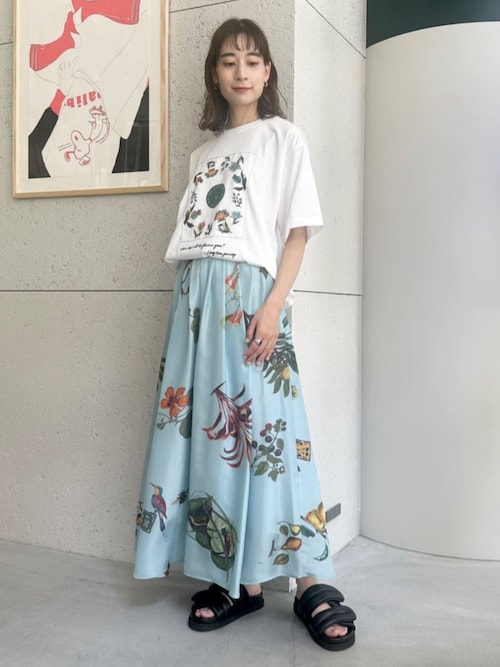 CABaN スビンコットン フラワーサークルプリントＴシャツ CABaN スビンコットン フラワーサークルプリントTシャツ