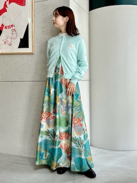 CABaN コットンカシミヤ パールロゴポロカーディガンを使った