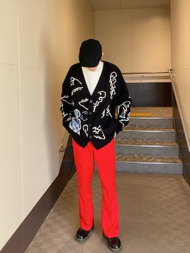「カーディガンコーデ」｜「アイテム（ハンチング/ベレー帽）」を使った、toshikun23さん（メンズ・178cm）の秋コーディネート