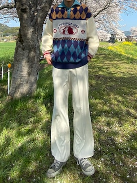 「花見コーデ」｜「アイテム（パンツ）」を使った、toshikun23さん（メンズ・178cm）の春コーディネート