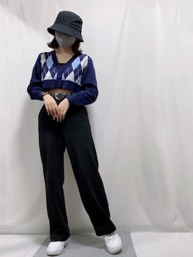 「アイテム（ハット）」を使った、🍨さん（レディース・155cm）の春コーディネート