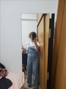 「MANGO（マンゴ）のアイテム（オールインワン・サロペット）」を使った、clairegugraceさん（レディース・153cm）の秋コーディネート