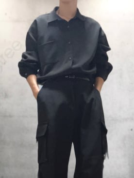 「黒シャツ」｜akiraさん（メンズ・180cm）の秋コーディネート