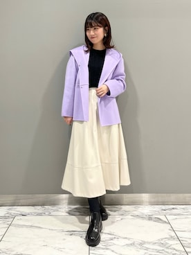 「ラベンダー」｜「アイテム（その他アウター）」を使った、Mayuさん（レディース・162cm）の秋コーディネート