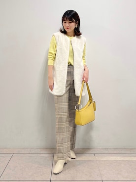 「イエローコーデ」｜「アイテム（ブルゾン）」を使った、Mayuさん（レディース・162cm）の秋コーディネート