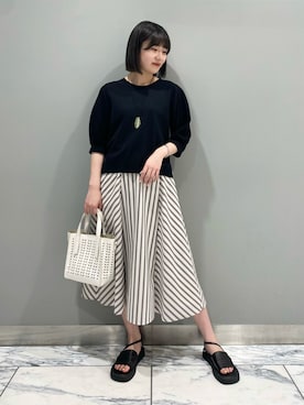 「透けトップス」｜「アイテム（セットアップ）」を使った、Mayuさん（レディース・162cm）の夏コーディネート