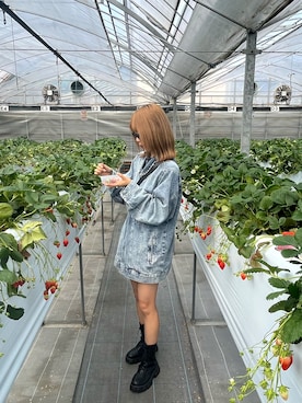 「JEANASIS（ジーナシス）のアイテム（デニムジャケット）」を使った、Rさん（レディース・159cm）の冬コーディネート