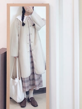 「ehka sopo（エヘカソポ）のアイテム（ジャンパースカート）」を使った、文文さん（レディース・159cm）の冬コーディネート