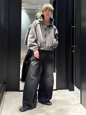 「HARE（ハレ）のアイテム（デニムジャケット）」を使った、taigawedさん（メンズ・174cm）の冬コーディネート