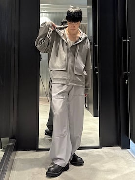 「HARE（ハレ）のアイテム（パーカー）」を使った、taigawedさん（メンズ・174cm）の秋コーディネート