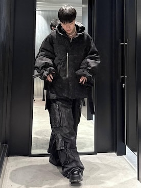 「アイテム（スウェットパンツ）」を使った、taigawedさん（メンズ・174cm）の冬コーディネート