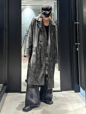 「レザー」｜「アイテム（トレンチコート）」を使った、taigawedさん（メンズ・174cm）の秋コーディネート