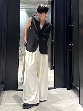 「アイテム（ベスト）」を使った、taigawedさん（メンズ・174cm・20代）の夏コーディネート