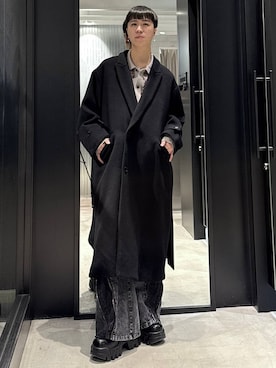 「アイテム（チェスターコート）」を使った、taigawedさん（メンズ・174cm）の冬コーディネート