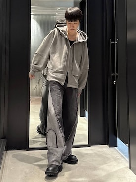 「HARE（ハレ）のアイテム（パーカー）」を使った、taigawedさん（メンズ・174cm）の秋コーディネート