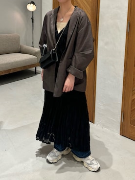 「シアーワンピース」｜「アイテム（ジャケット/アウター）」を使った、りさこさん（レディース・160cm）の春コーディネート