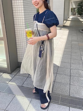 「ジャージーパンツ」｜「アイテム（ワンピース/ドレス）」を使った、りさこさん（レディース・160cm）の夏コーディネート