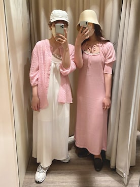 「Kastane（カスタネ）のカップ付きブラキャミ（キャミソール）」を使った、りさこさん（レディース・160cm）の春コーディネート