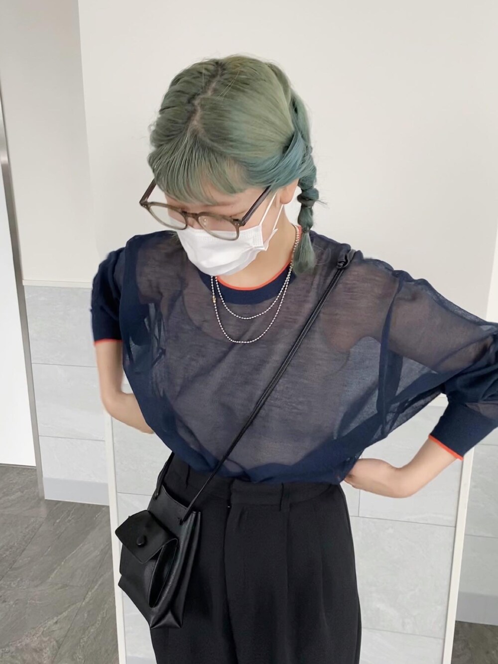 6(ROKU)LINE COLOR CREW NECK KNIT/シアーニット 6(ROKU) ニット セーター 「6(ROKU)」ナイロンポリエステル
