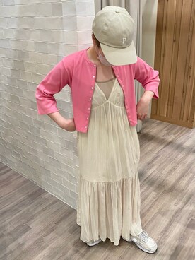 「Kastane（カスタネ）のカップ付きブラキャミ（キャミソール）」を使った、りさこさん（レディース・160cm）の春コーディネート