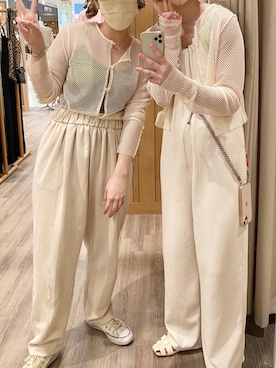 「お揃い」｜「アイテム（オールインワン・サロペット）」を使った、りさこさん（レディース・160cm）の春コーディネート