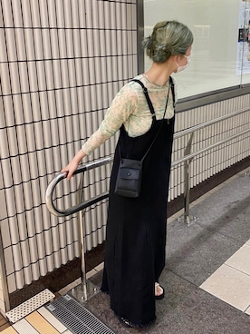 「Kastane」｜「アイテム（ジャンパースカート）」を使った、りさこさん（レディース・160cm）の夏コーディネート