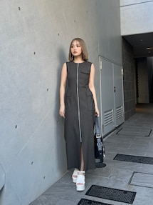 ワンピース marina3030jp LAGUNAMOON ワンピース フロントZIPミックスカラーワンピース