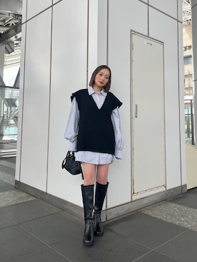 國岡朋実さん（レディース・156cm）の冬コーディネート