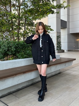 「ツイードジャケット」｜「アイテム（ブルゾン）」を使った、國岡朋実さん（レディース・156cm）の冬コーディネート