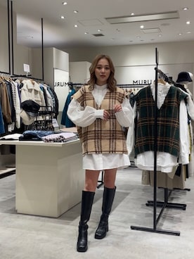 國岡朋実さん（レディース・156cm）の冬コーディネート