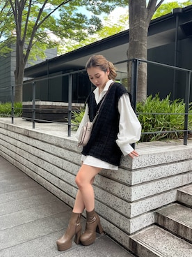 國岡朋実さん（レディース・156cm）の秋コーディネート