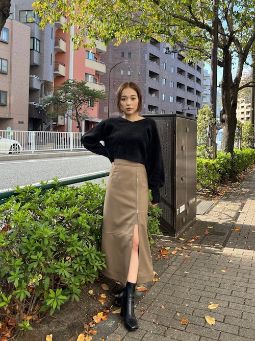 新品・未使用！ MURUA ジップスリットAラインスカート（ベージュ） MURUA ジップスリットAラインスカート（ベージュ