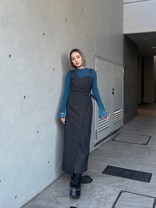 MURUA（ムルーア） ワンピース ウールライクアシメジャンパースカート