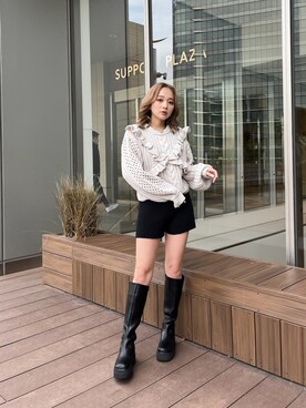 國岡朋実さん（レディース・156cm）の冬コーディネート