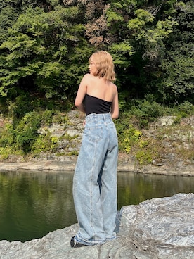 「MURUA（ムルーア）のアイテム」を使った、國岡朋実さん（レディース・156cm）の夏コーディネート