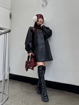 「アイテム（イヤーマフ）」を使った、MARIさん（レディース・153cm）の秋コーディネート