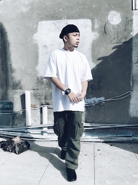 「KANGOL（カンゴール）のアイテム（キャップ）」を使った、YUさん（メンズ・175cm）の夏コーディネート