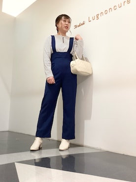 「Te chichi TERRASSE（テチチテラス）のアイテム（オールインワン・サロペット）」を使った、kloopさん（レディース・162cm）の秋コーディネート