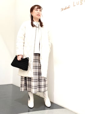 「Te chichi TERRASSE（テチチテラス）のアイテム（ノーカラーコート）」を使った、kloopさん（レディース・162cm）の冬コーディネート