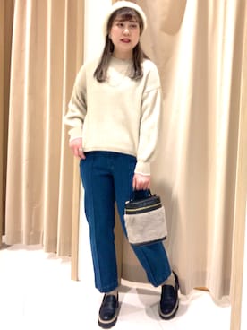 「センタープレスパンツ」｜「アイテム（その他）」を使った、kloopさん（レディース・162cm）の冬コーディネート