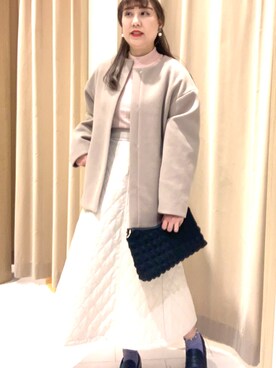 「Te chichi TERRASSE（テチチテラス）のアイテム（ノーカラーコート）」を使った、kloopさん（レディース・162cm）の冬コーディネート