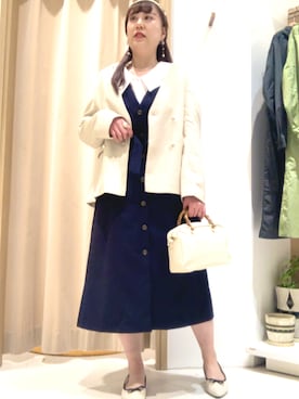 「ジレ」｜「アイテム（ノーカラージャケット）」を使った、kloopさん（レディース・162cm）の冬コーディネート