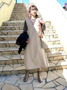 「Te chichi TERRASSE（テチチテラス）のアイテム（ワンピース/ドレス）」を使った、kloopさん（レディース・162cm）の秋コーディネート