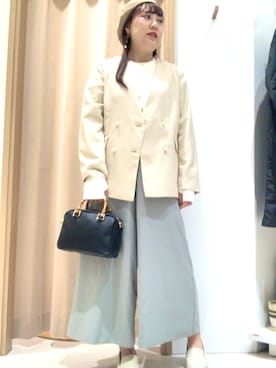 「Te chichi TERRASSE（テチチテラス）のアイテム（ノーカラージャケット）」を使った、kloopさん（レディース・162cm）の冬コーディネート