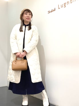 「ボストンバッグ」｜「アイテム（ノーカラーコート）」を使った、kloopさん（レディース・162cm）の秋コーディネート
