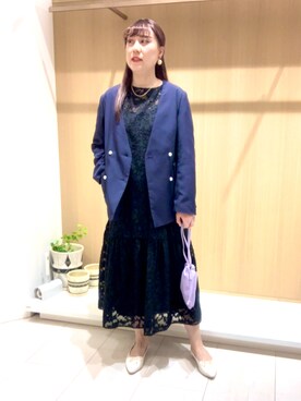 「Te chichi TERRASSE（テチチテラス）のアイテム（ノーカラージャケット）」を使った、kloopさん（レディース・162cm）の春コーディネート