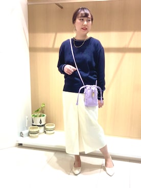 「ロゴニット」｜「アイテム（その他）」を使った、kloopさん（レディース・162cm）の春コーディネート
