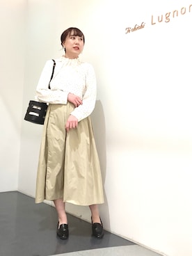 「タフタスカート」｜「アイテム（その他）」を使った、kloopさん（レディース・162cm）の冬コーディネート